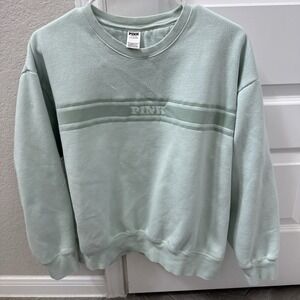 Victoria's Secret Pink Mint Green Sweatshirt Crew Neck Size Large
